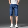thumbnail image 4 of Summer Men‘s Denim Shorts Cotton Lyocell Blend Elasticity Straight Denim Pants Fashion Thin Knee Short Jeans Plus Sizes 42 44 46, 4 of 7