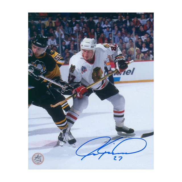 Jeremy Roenick Photo 8x10 des Finales des Séries Éliminatoires des Blackhawks de Chicago Signée
