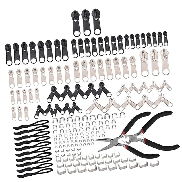 Kits de reparación de cremalleras, 197 Uds., costura instantánea con cremallera, manualidades manuales, tirador de cremallera para bolsas, saco de
