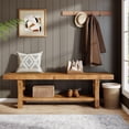 thumbnail image 4 of Fimind Solid Wood Entryway Bench, 55" End of Bed Bench, Indoor Dining Seat for Bedroom, Hallway, Living Room, Dining Room, Light Brown, 4 of 7