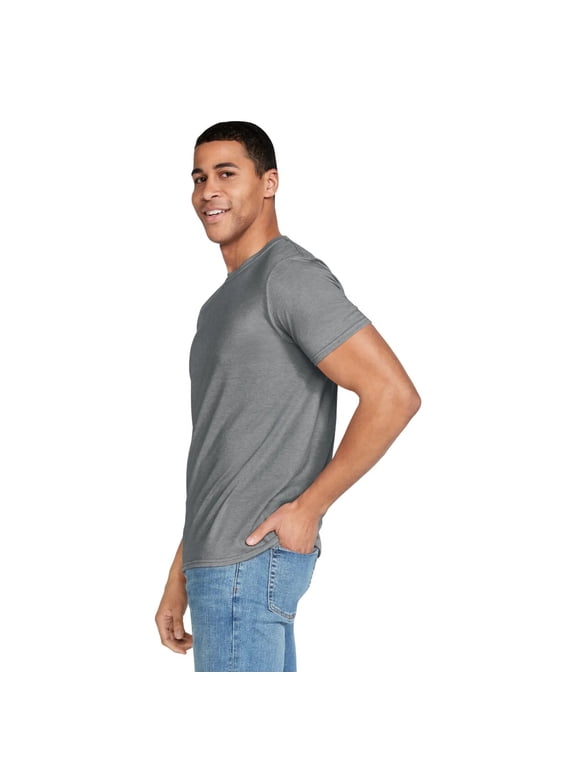 Men's Softstyle Crew T-Shirt, 50/50 polyester/cotton, Modern Classic fit Tee, Graphite Heather L