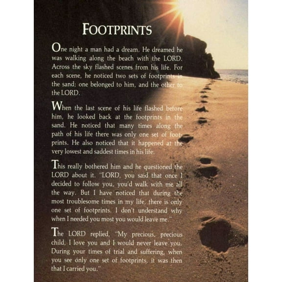 Inspirational Footprints Poem in the Sand poster