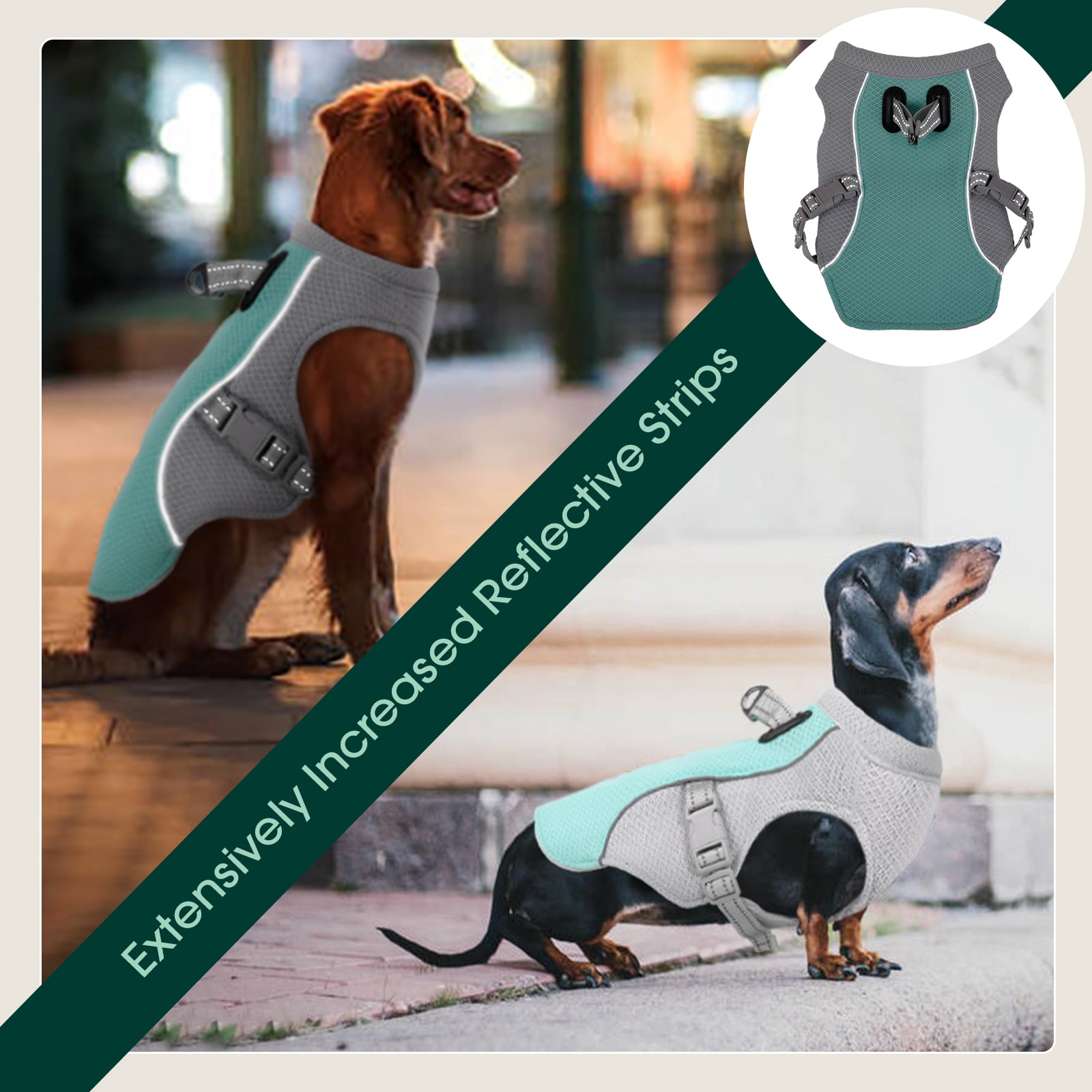 Kuoser Dog Cooling Vest - Adjustable, Breathable Mesh & Cooling Fabric, Summer Dog Vest Jacket with Reflective Strips, Blue, S