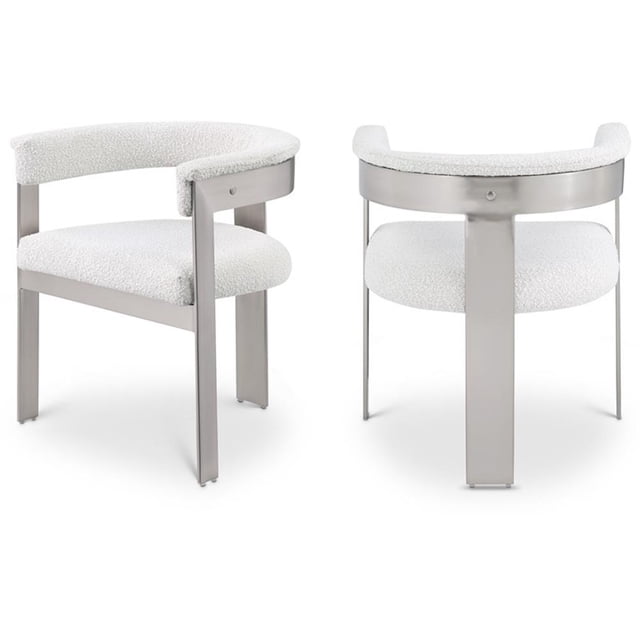 Pemberly Row Contemporary Cream Boucle Fabric Dining Chair (Set of 2)