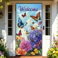 thumbnail image 4 of YaoZQ Spring Welcome Door Banner, Colorful Butterflies and Hydrangea Flowers Scene, Nature Seasonal Front Door Hanging Decor, Blue, 35 x 71 in, 4 of 7