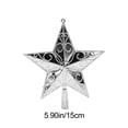thumbnail image 3 of Hvmvliv Christmas Tree Topper Star Plastic Five-Pointed Star In Silver For Xmas Tree Holiday Party Decoration and Gift Giving, 3 of 7