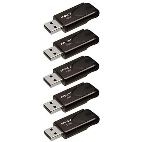 PNY Attach 4 32GB USB 2.0 Flash Drive 5-Pack - P-FD32GX5ATT4-EF, Noir