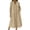 Khaki, variant on Linen Dress Women A Line Maxi Dresses Plus Size 3/4 Sleeve Dress Solid V Neck Casual Dress with Pockets Navy 3XL