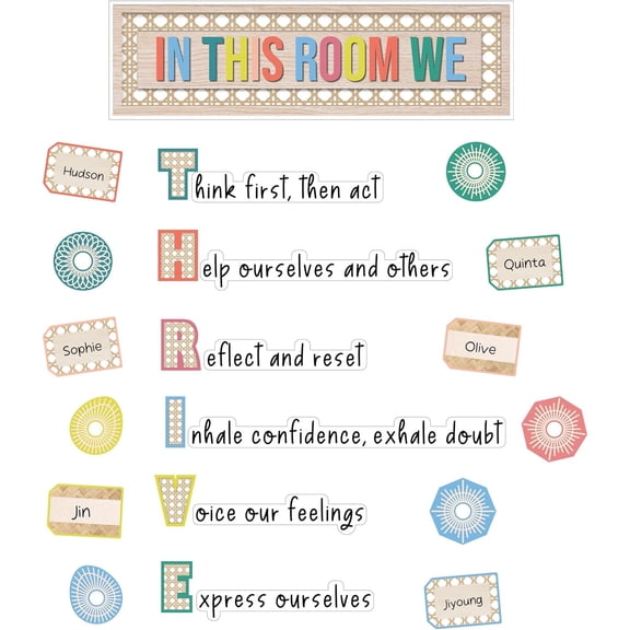 True to You 62-Piece In This Room We Thrive Bulletin Board Set, Motivational Bulletin Board Set With Positive Sayings for Growth Mindset Bulletin Board and Classroom Décor