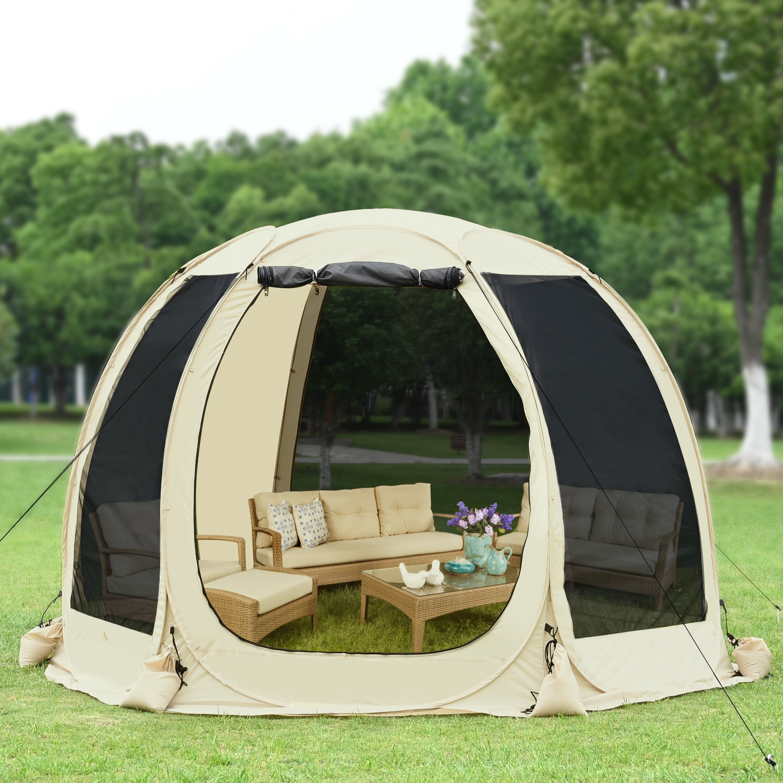 Slsy Canopy Outdoor Screen Tent, 10'x10' Instant Popup Screen Room