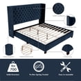 thumbnail image 4 of Nathaniel Home, Queen Beds, Upholstered Platform Bed Frame, Low Profile Deep Button Tufting Bed Frames, with Diamond Nailhead Trim Wingback Headboard, Blue, 4 of 7
