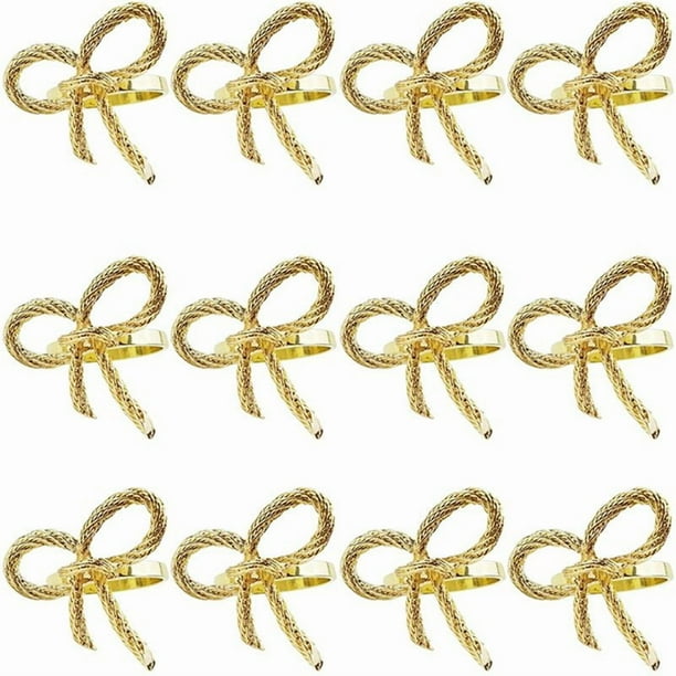 48 Piezas Anillo de Servilleta de Oro Simple Mariposa Pajarita Servilleta Hebilla Hotel Restaurante