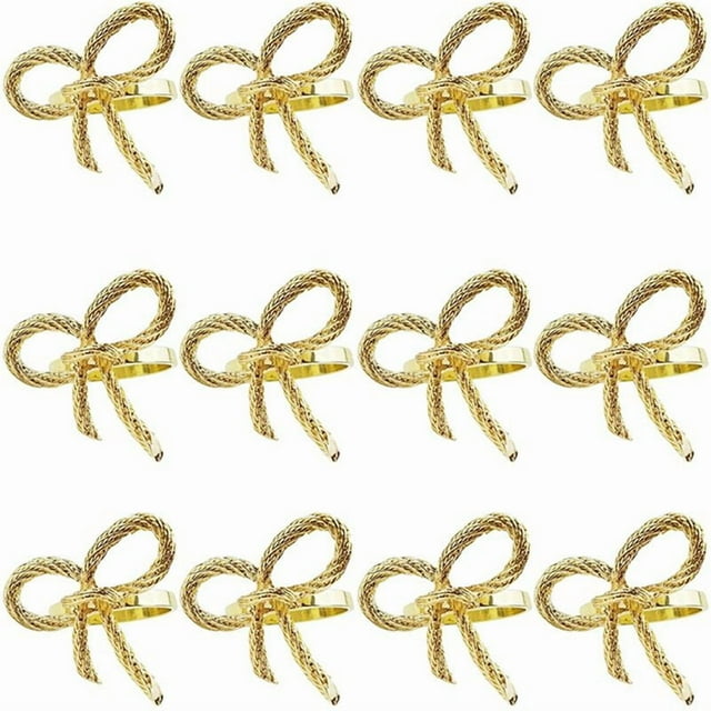 48 Piezas Anillo de Servilleta de Oro Simple Mariposa Pajarita Servilleta Hebilla Hotel Restaurante