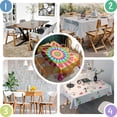 thumbnail image 4 of Colorful Tie Dye Spiral Mandala Rectangle Tablecloth 60"x84",Waterproof Polyester Rectangle Table Cloth, Wipeable Spillproof Polyester Tablecloth for Dining, Camping, Indoor and Outdoor, 4 of 5