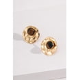thumbnail image 2 of Modern Tiger's Eye Disc Earrings - Vintage Gold Finish, 2 of 6