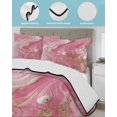 thumbnail image 4 of Pink Marble Twin Size Down Alternative Comforter, Lightweight Comforter Quilt Bedding Set with Pillow Shams Modern Ink Painting Abstract Golden All Seasons Bed Comforter Duvet Insert 68"x86", 4 of 7