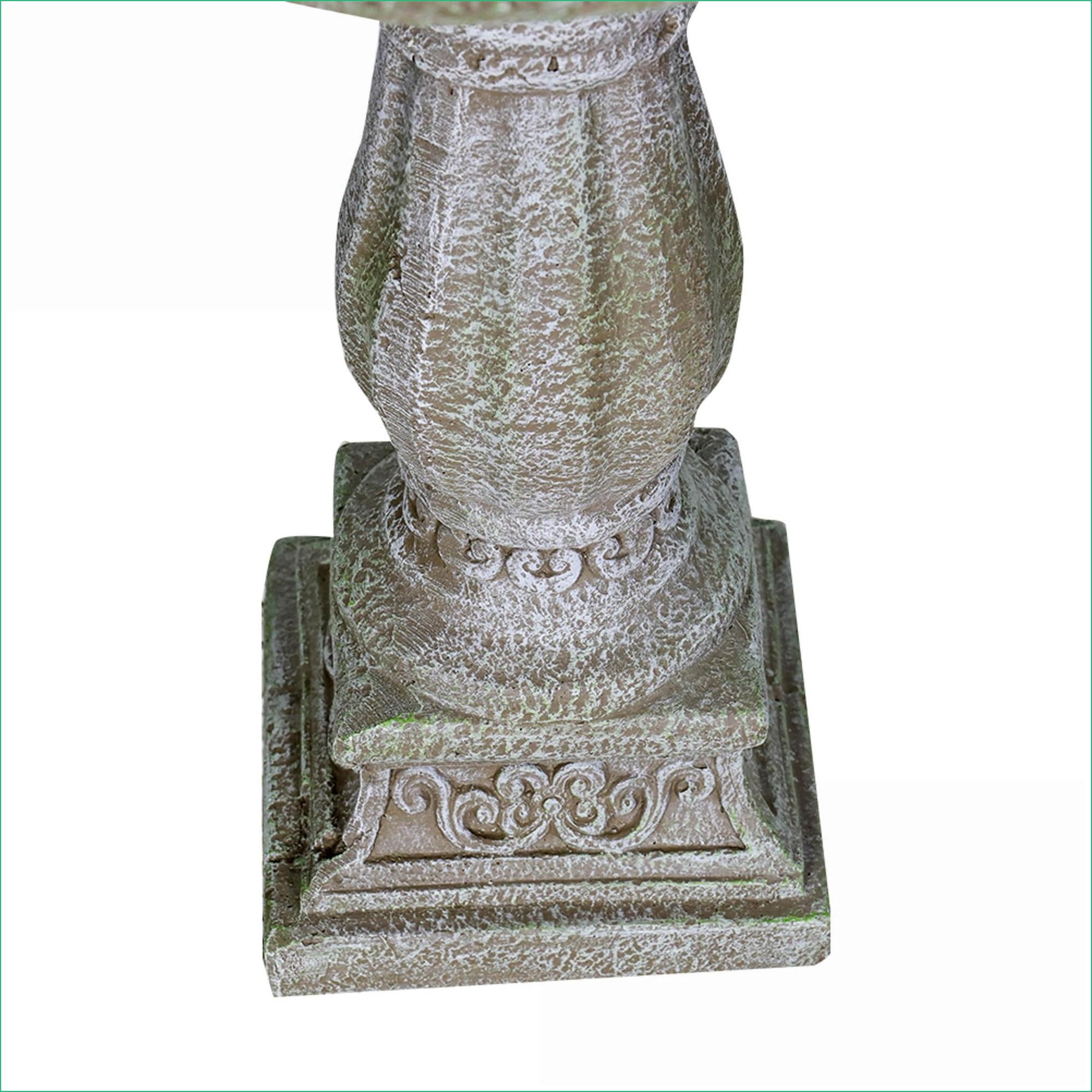 Bird Baths | 23.8" Tall Outdoor Pedestal Bird Bath for Garden, Patio & Lawn | Concrete Cement | Single Tier Pedestal