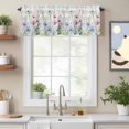 thumbnail image 2 of Retro Pink Valance Curtain Blue Wildflowers Country Floral Herbs Grey Plaid Window Valances Rod Pocket Short Curtains Window Treatments for Kitchen Bedroom Bathroom Laundry 60" x 14", 2 of 9