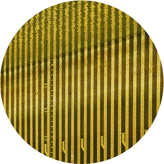 Ahgly Company Machine Washable Indoor Round Transitional Deep Yellow Area Rugs, 6' Round