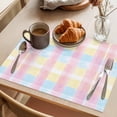 thumbnail image 3 of Colorful Plaids Placemats Set of 12, Pink Blue Yellow Stripes Non-Slip Place Mats Washable Table Mats for Kitchen Dining Table Decorations Indoor/Outdoor, 3 of 9