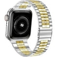 thumbnail image 3 of Fitlink Ultra Thin Metal Wristband Strap for Apple Watch 38/40/41/42/44/45mm, Compatible with Apple Watch Series 7/6/5/4/3/2/1/SE((Silver/Gold-3 -38/40/41mm), 3 of 8