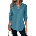 thumbnail image 1 of Blusa tipo túnica TICTICMISS para mujer, manga 3/4, cuello en V, color menta, 1 of 6