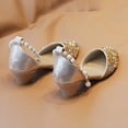 thumbnail image 4 of Staki Toddler Girl Dress Shoes Girls Sandals Glitter Wedding Party Princess Dress Shoes Flower Girl Low Heel Mary Jane Pumps for Kids Gold,12 Little Kid, 4 of 7