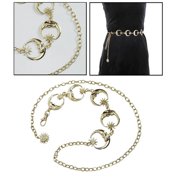 Fashionable Women Waist Chain Belt, for pants Dress Electroplating Craft  Sturdy Highly ed Adjustable Size Elegant Golden