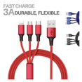 Fast USB Charging Cable Universal 3 In 1 Multi Function Cell Phone Cord