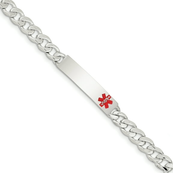 Sterling Silver Polished Medical Curb Link ID Bracelet