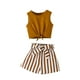 thumbnail image 1 of Odeerbi 4-8 Años Niñas Trajes de Verano Camisetas de Tirantes Con Lazo Delantero Pantalones Cortos A Rayas Conjunto de Dos Piezas Pantalones Cortos, 1 of 6