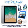 thumbnail image 1 of Restored Apple iPad 5 Kid's Bundle - 9.7" 128GB Space Gray (Wi-Fi) - Shock Proof Case, Bluetooth Headphones, Screen Protector, Kid's Stickers, and Charger Included (Refurbished), 1 of 5