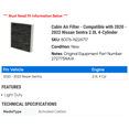 thumbnail image 2 of Cabin Air Filter - Compatible with 2020 - 2022 Nissan Sentra 2.0L 4-Cylinder 2021, 2 of 2