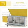 thumbnail image 4 of PawHut Elevated Rabbit Hutch Bunny Hutch with Hinged Asphalt Roof, Removable Tray, Fir Wood Bunny Cage for Indoor/Outdoor, Gray, 4 of 9