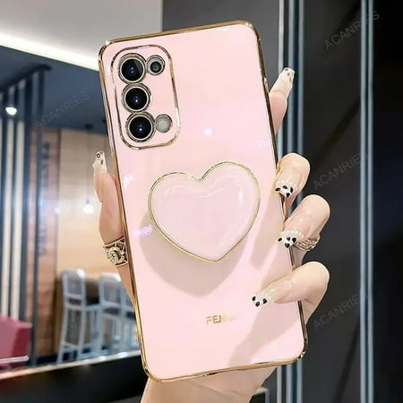 A 54 34 24 Luxury Love Heart Holder Plating Case For Samsung Galaxy A54 A34 A24 M52 M54 M14 M23 4g 5g 2023 Stand Silicone Cover