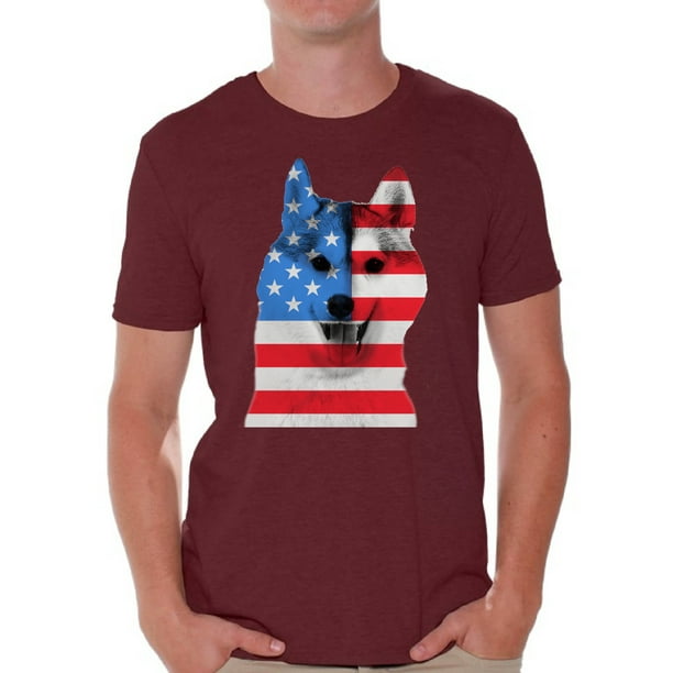 Awkward Styles - Awkward Styles American Flag Husky Dog Shirts for Men ...