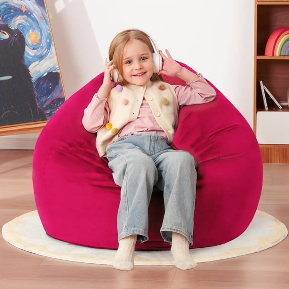 2.5FT Bean Bag Chair: 2.5' Bean Bags with Memory Foam Filled,Comfy Beanbag Chairs Round Bean Bag Sofa with Dutch Velvet Cover-Pink