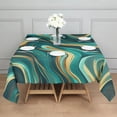 thumbnail image 3 of Teal and Gold Marble Swirls Pattern Square Tablecloth,Waterproof Square Table Cover,Wipeable Spillproof Washable Table Cover for Home Kitchen Party Decor 42"X42"(107x107cm), 3 of 6