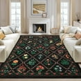 thumbnail image 4 of FairOnly 5'x7'Blossom & Grid Machine Washable Area Rug Pastoral Low Pile Non Slip Carpet for Modern Living Bedroom Decor,Black, 4 of 7