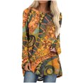 thumbnail image 1 of Sweats à Manches Longues Sweat-Shirt à Col Rond Mode Imprimé Casual Chemisiers Hauts Hi-Lo Ourlet Longue Chute, 1 of 5