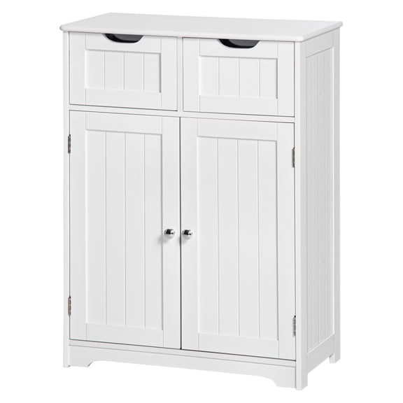 Bathroom Storage Cabinet, Floor Cabinet with Drawers & Adjustable Shelf, White - Bathroom, Living Room, Entryway Organizer