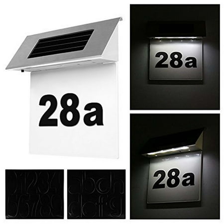 

lulshou Garden Decor Clearance Solar Door Number Plate Solar Panels LED Solar Wall Lights 4 LED Door Plaque