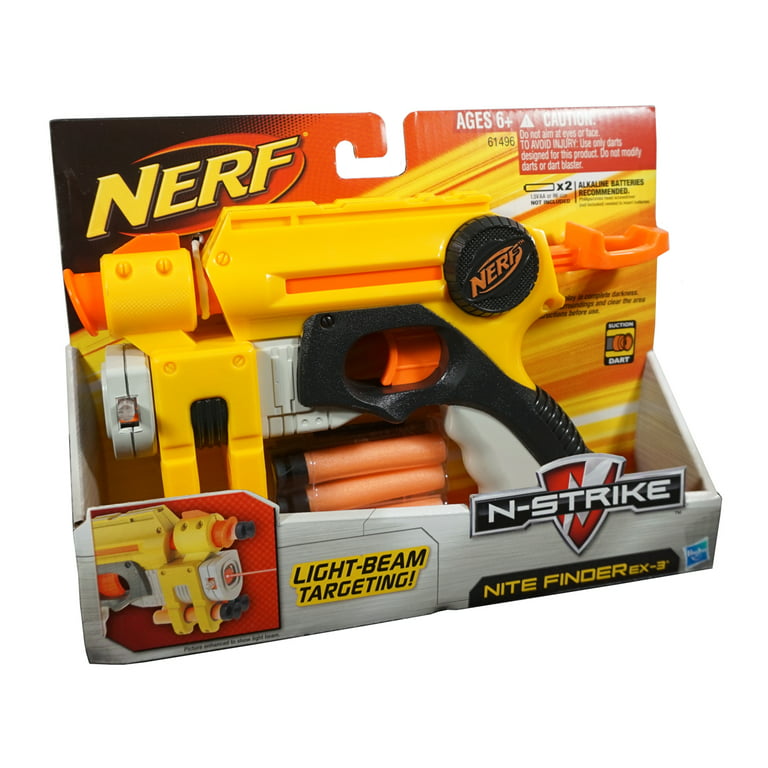 omfatte Demokratisk parti hærge Nerf N-Strike Nite Finder EX-3 - with Light Beam Targeting - Includes 3  Suction Darts - Walmart.com