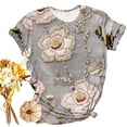 thumbnail image 4 of Floral Bee Print Women Short Sleeve Tops Casual Dressy Fashion Loose T Shirts Cute Graphic 2026 Spring Blouses, 4 of 7