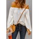 thumbnail image 3 of ABPHQTO Top de mujer con hombros descubiertos y cuello elástico blanco, 3 of 5