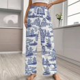 thumbnail image 2 of Blue Willow Ceramic Background Texture Pajama Pants Breathable with Pockets Pajamas For Lady Vintage Sleeping Pants Bedroom Homewear, 2 of 6