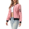 thumbnail image 4 of INSPIRE CHIC Women's Coat Casual Zip Up Bomber Jacket Windbreaker Outerwear with Pockets M Rose Pink, 4 of 6