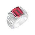 thumbnail image 3 of RYLOS Men's Rings Sterling Silver Designer Style 10X8MM Emerald Cut Shape Gemstone & Diamonds Ruby July Birthstone Rings For Men Size 12, 3 of 4
