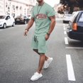 thumbnail image 2 of Mens Casual 2 Piece Outfits Hawaiian Summer Crew Neck Sport Shorts Set Graphic Print Muscle Shorts Tracksuit Set With Pockets, 2 of 5