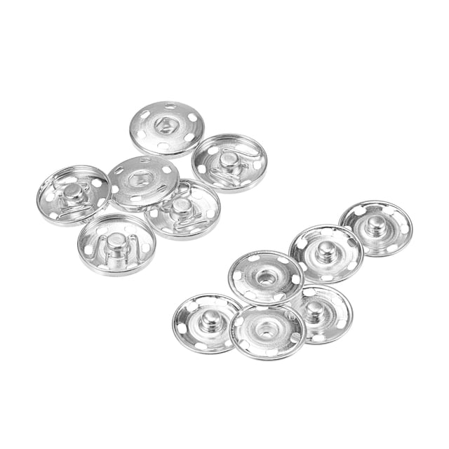 Unique Bargains 25mm Copper Sew-on Snap Buttons Fastener Silver Tone 20 Sets